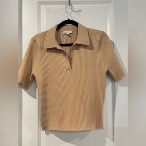 Calvin Klein Jeans Beige Ribbed Polo Sweater